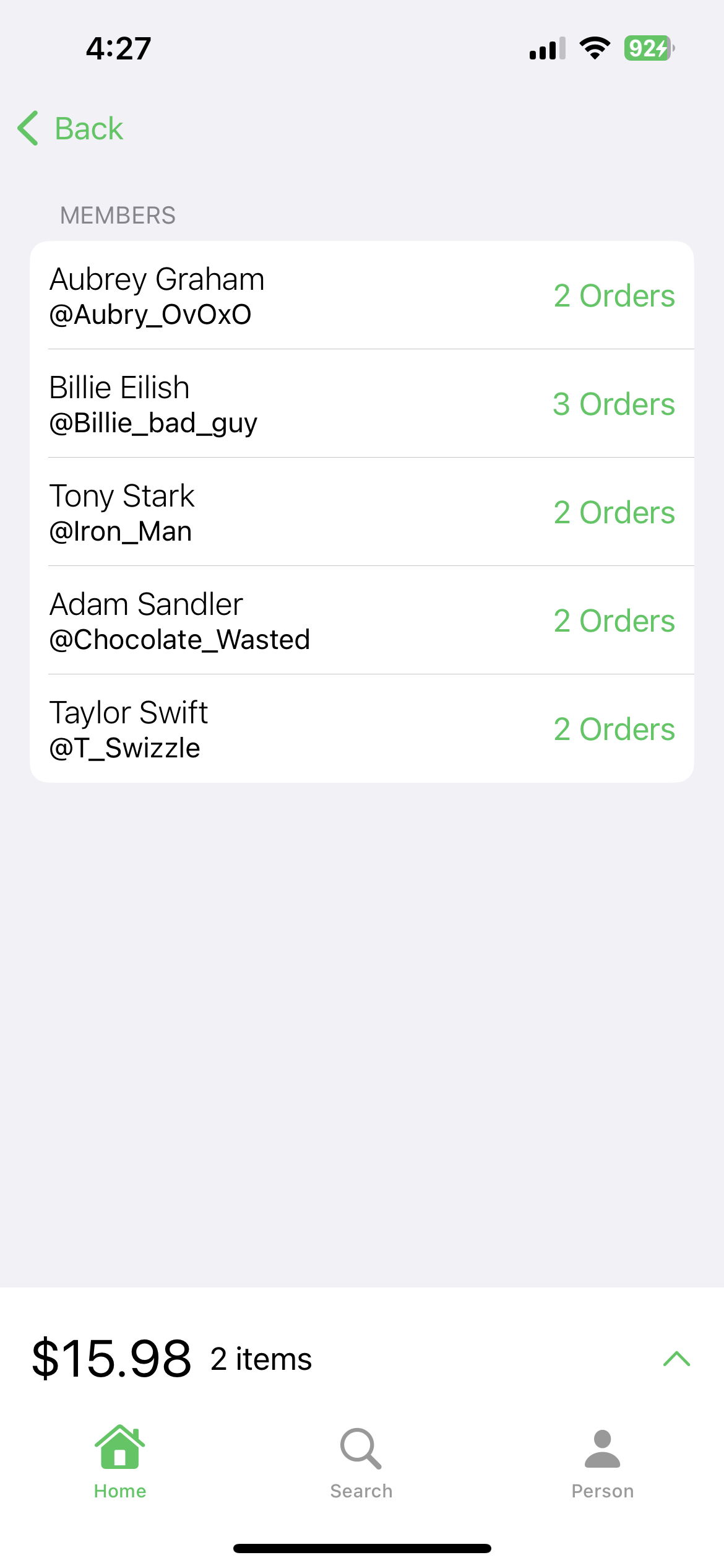 Screen showing Invite Your Friends